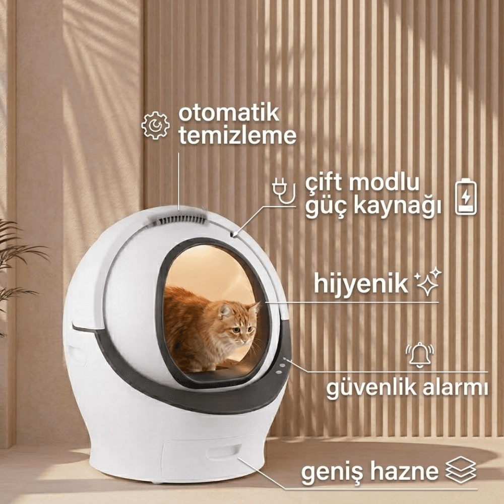 Aclium Büyük Boy Otomatik Akıllı Kedi Tuvaleti