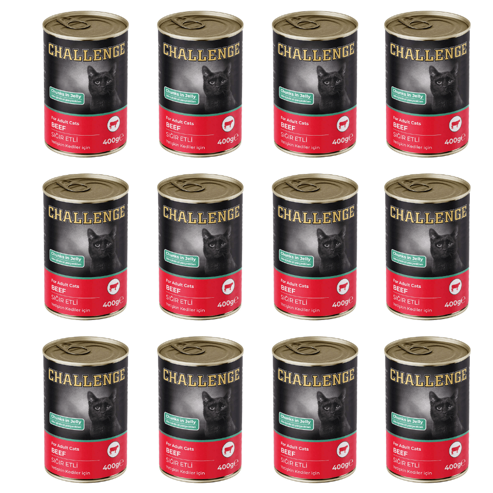 Challange Yetişkin Yaş Kedi Maması Sığır Etli Konserve 400 Gr X 12 Adet