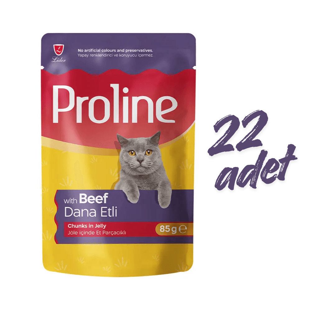Proline Pouch Pate Yaş Kedi Maması Dana Etli 85 Gr X 22 Adet