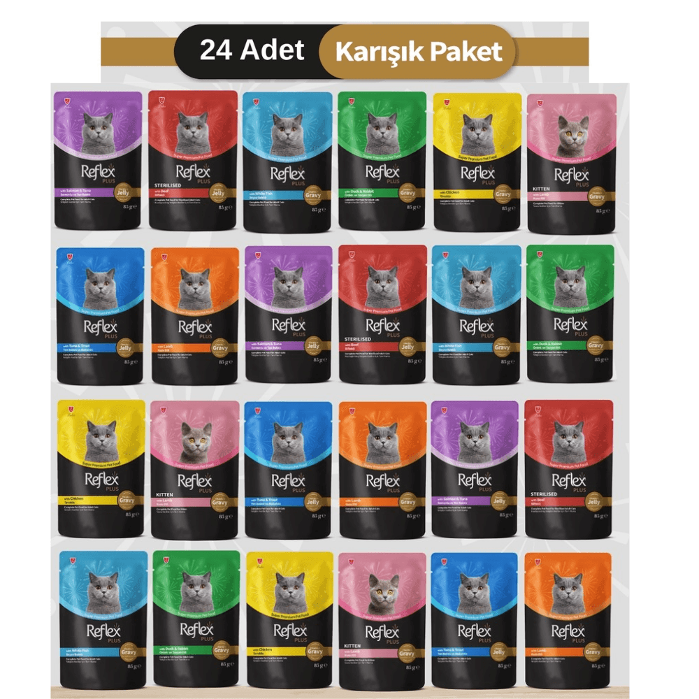 Reflex Pouch Et Parçacıklı Karışık Kedi Yaş Maması 85 gr x 24 Adet