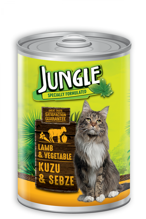 Jungle Kuzu Etli/Sebzeli Yetişkin Kedi Konservesi 415 Gr