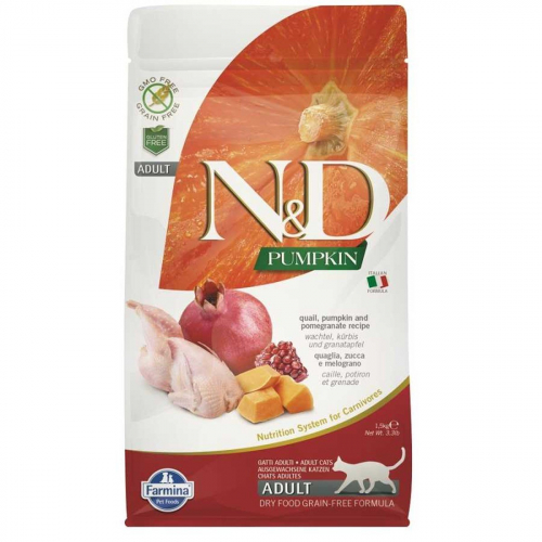 ND Balkabaklı Adult Bıldırcınlı/Narlı Yetişkin Kedi Maması 1,5 Kg