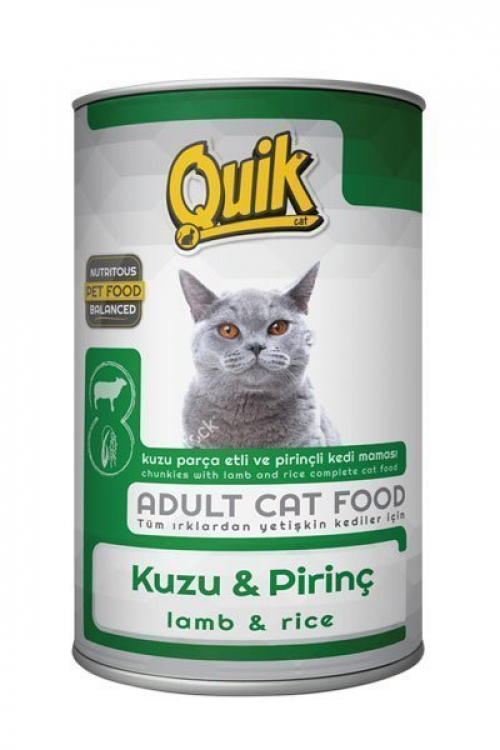 Quik Kuzu Etli/Pirinçli Yetişkin Kedi Konservesi 415 Gr