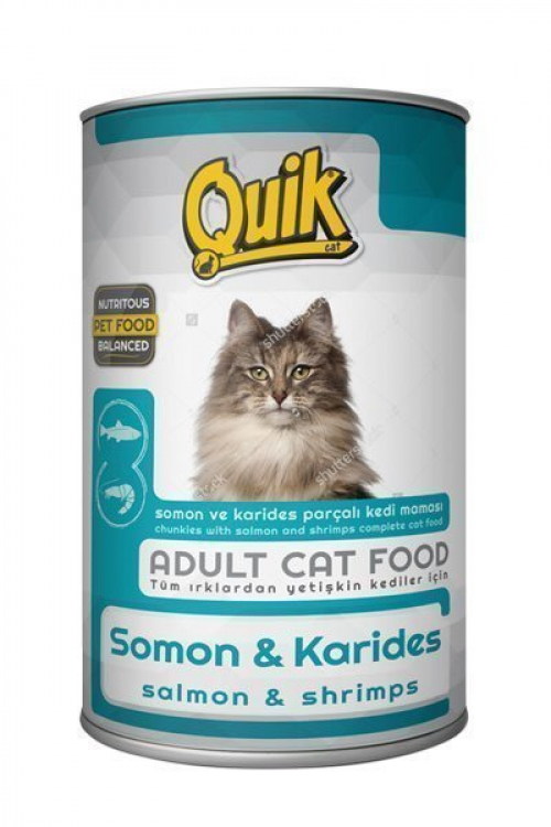Quik Somonlu/Karidesli Yetişkin Kedi Konservesi 415 Gr