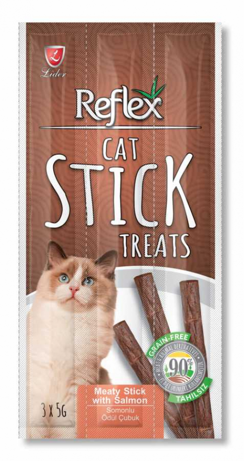 Reflex Cat Stick Treats Somonlu Ödül Çubuğu 3x5 Gr
