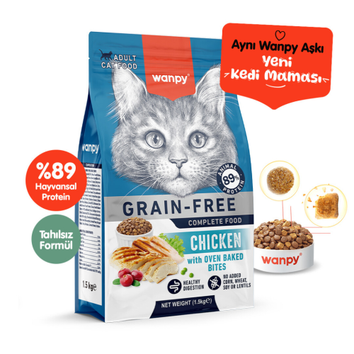 Wanpy Yetişkin Kedi Maması Tavuklu 1,5 Kg