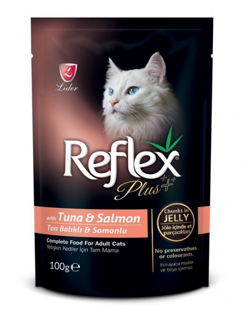 Reflex Plus Jöle İçinde Parça Tuna/Karidesli Etli Yetişkin Kedi Yaş Maması 100 Gr