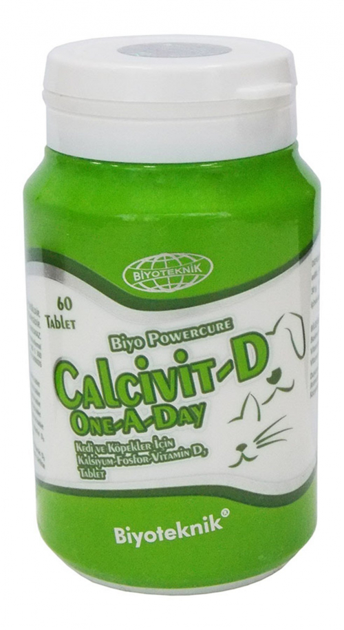 Biyoteknik Calcivit-D One-A-Day Kedi Ve Köpekler İçin Kalsiyum Fosfor Vitamin D Tablet 60 Tb