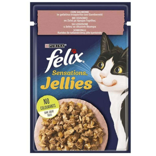 Felix Pouch Jellies Somon ve Karidesli Yaş Kedi Maması