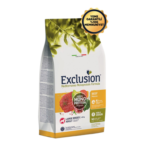 Exclusion Monoprotein Düşük Tahıllı Sığır Etli Ve Narlı Büyük Irk Yetişkin Köpek Maması 12 Kg
