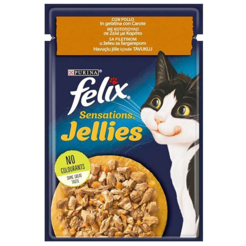 Felix Pouch Jellies Tavuk Etli ve Havuçlu Yaş Kedi Maması 85 gr