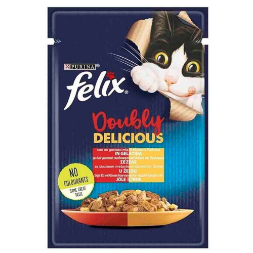 Felix Pouch Sığır Etli ve Kümes Hayvanlı Yaş Kedi Maması 85 Gr